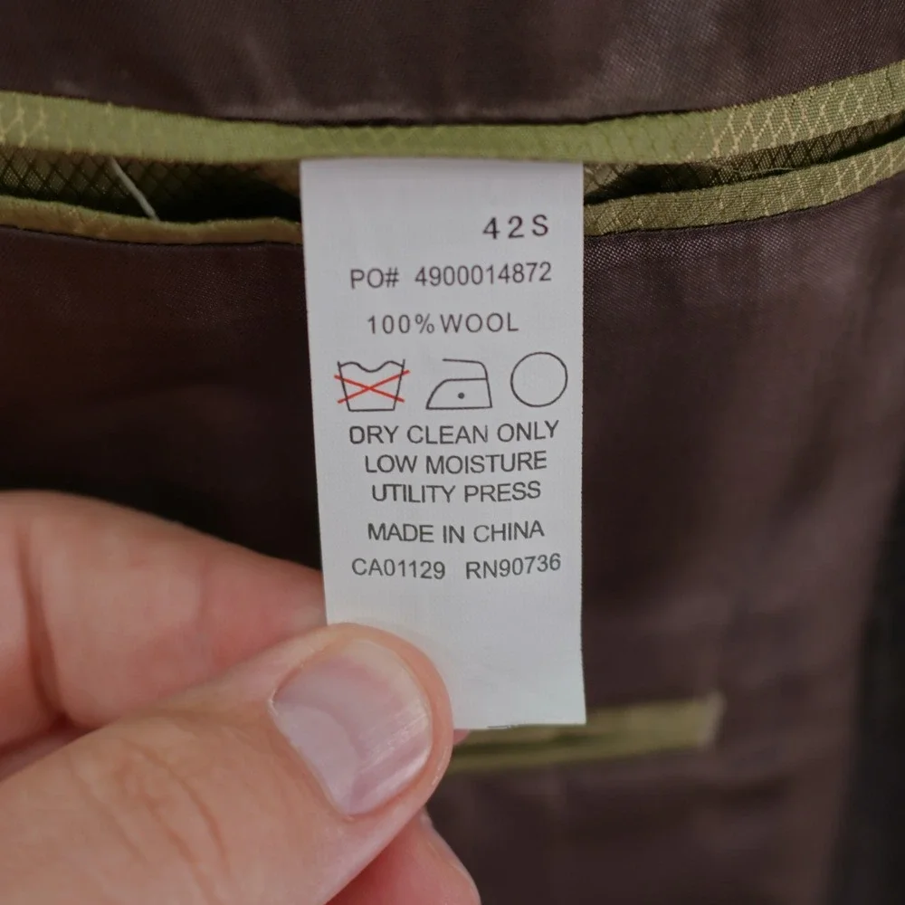 Joe Joseph Abboud Tweed Wool Black Gray Gray Check 3‎ Button 42S